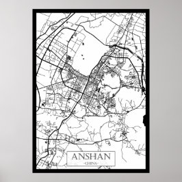 中国鞍山市地図 ポスター