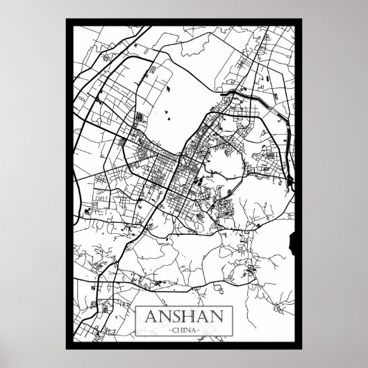 中国鞍山市地図 ポスター (正面)