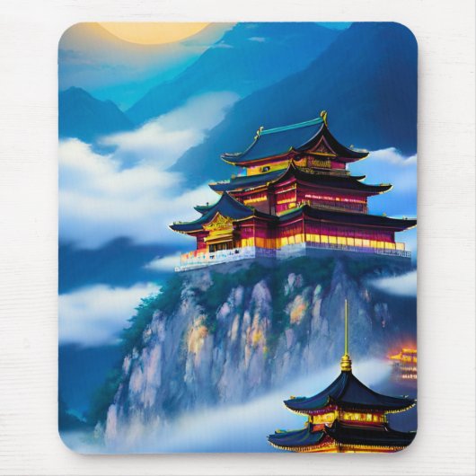 中国風の山宮殿 マウスパッド (正面)