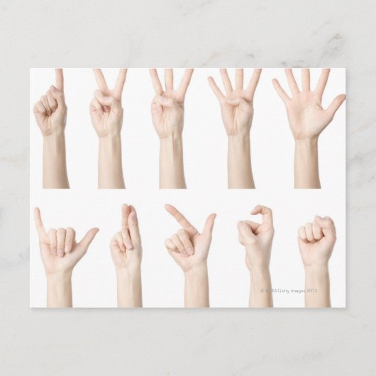中国風の指を使った数え方を示す手 ポストカード (正面)