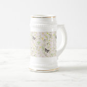 中国風の蝶と上品な花 ビールジョッキ (正面右)