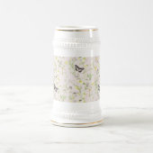 中国風の蝶と上品な花 ビールジョッキ (中央)