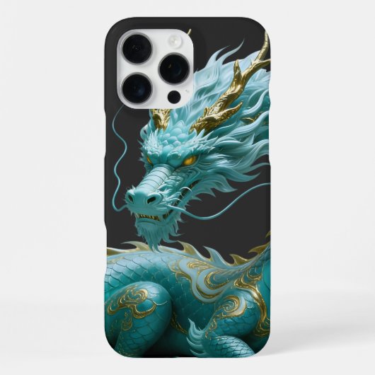 中国風グリーンゴールドドラゴンアートファンタジーデザイン付き iPhoneケース (裏面)