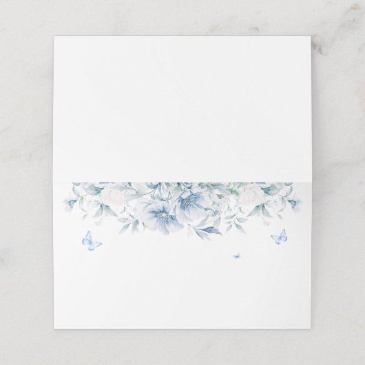 中国風ブルー&ホワイトの花柄ウェディングプレースカード プレイスカード (外部開封)