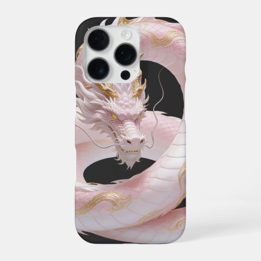 中国風ホワイトゴールドのドラゴンアートファンタジーデザイン iPhoneケース (裏面)