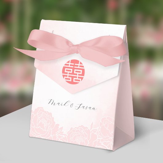 中国風水彩の芍薬の結婚式の引出物ボックス フェイバーボックス