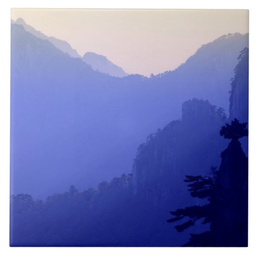 中国黄山の日の出 タイル (正面)