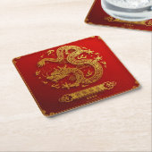 中国黄金龍2024年旧暦 スクエアペーパーコースター (アングル)