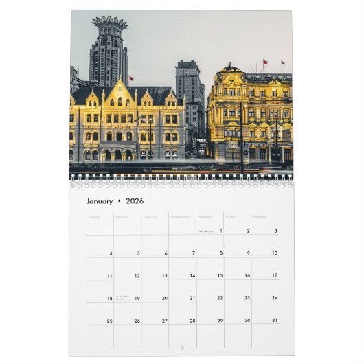 中国2025 カレンダー (1月 2026)