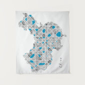 中国|の水晶ダイヤモンドのスタイルのアートワークの地図 タペストリー (正面)