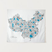 中国|の水晶ダイヤモンドのスタイルのアートワークの地図 タペストリー (正面(横))