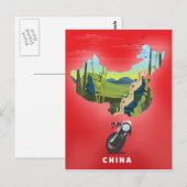 中国 イラスト 地図 トラベル ポスター ポストカード (正面/裏面)