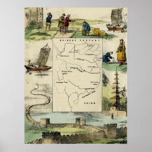 中国&ザ中国のピープルc1840 ポスター (正面)