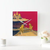 中国 スクエア壁時計 (ホーム)