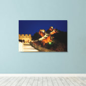 中国，バダリング，素晴らし壁，ビュー キャンバスプリント (インサイチュ (ウッドフロア))