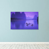 中国、李川。鵜の漁師。 キャンバスプリント (インサイチュ (ウッドフロア))