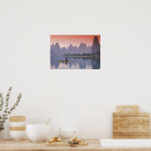 中国、李川。鵜独身のの漁師。 ポスター (キッチン)