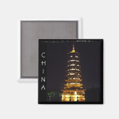 中国、桂林塔の夜(磁石) マグネット (正面/裏面)