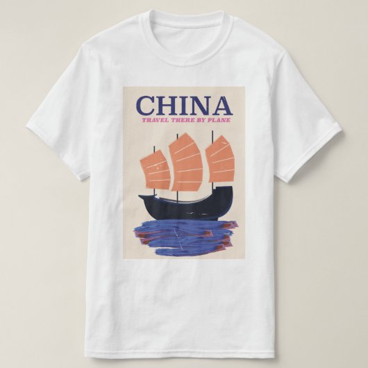 中国 "飛行機で旅行" Tシャツ (デザイン正面)