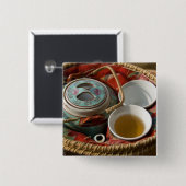 中国、香港。テ伝統的中国のーポット& 3 缶バッジ (正面&裏面)