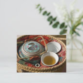 中国、香港。伝統的中国のティーポット3 ポストカード (スタンド正面)