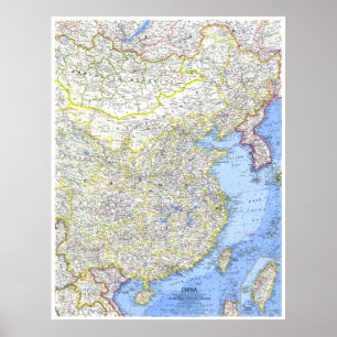 "中国:1964年詳細地図 ポスター