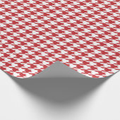 中型のえんじ色および白い千鳥格子の ラッピングペーパー (角)