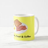 中型のコーヒーカップの卵、ベーコン、トースト及びコーヒー コーヒーマグカップ (正面右)