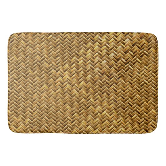中型のブラウン自然なBaskeweave バスマット (正面)