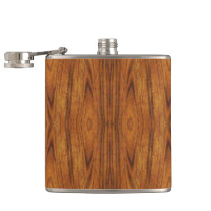 中型の暗くフェイクなwoodgrain フラスク