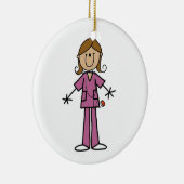 中型の皮の棒の姿のメスのナース セラミックオーナメント (右)