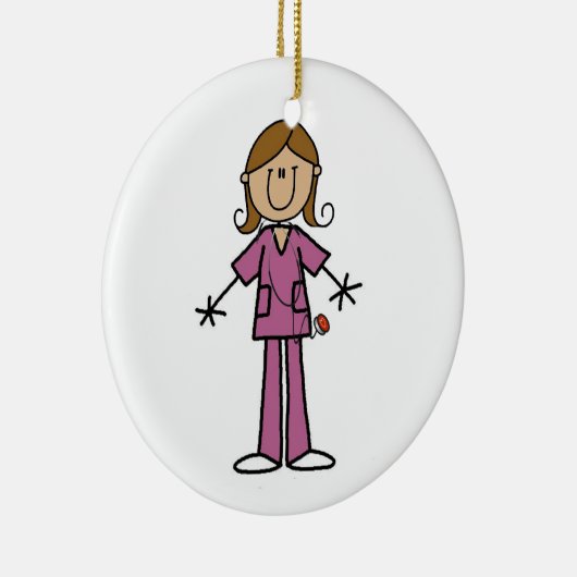 中型の皮の棒の姿のメスのナース セラミックオーナメント (右)