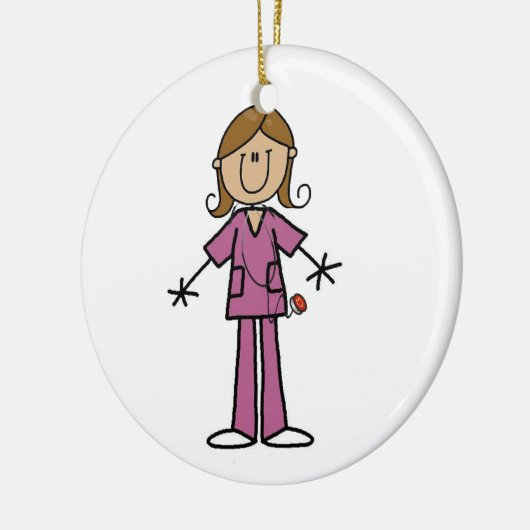 中型の皮の棒の姿のメスのナース セラミックオーナメント (左)