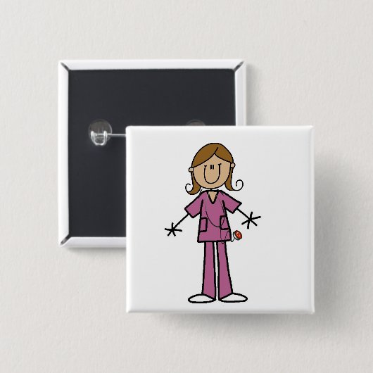 中型の皮の棒の姿のメスのナース 缶バッジ (正面&裏面)