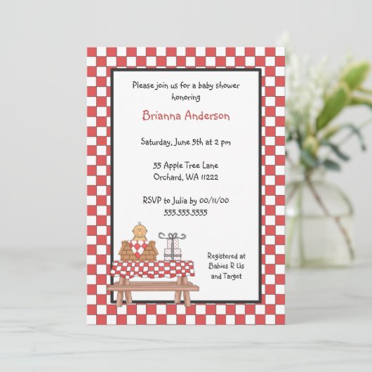 中型の皮を持つベビーQのシャワーの招待状の男の子 招待状 (スタンド正面)