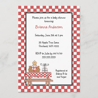 中型の皮を持つベビーQのシャワーの招待状の男の子 招待状