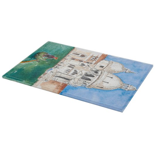 中型の装飾的なガラスまな板 カッティングボード (角)