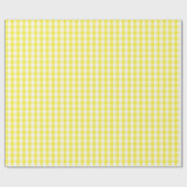 中型の黄色および白いギンガムの包装紙 ラッピングペーパー (フラット)
