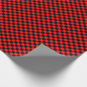 中型の黒いおよび赤の点検の包装紙 ラッピングペーパー (角)