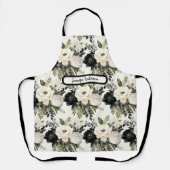 中型白黒フローラエプロン エプロン (正面)