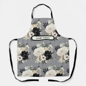 中型白黒フローラエプロン エプロン (正面)