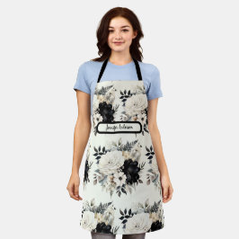 中型白黒フローラエプロン エプロン