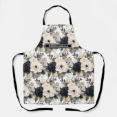 中型黒ガーリー白フローラエプロン エプロン (正面)