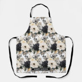 中型黒ガーリー白フローラエプロン エプロン (正面)