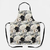 中型黒ガーリー白フローラエプロン エプロン (正面)