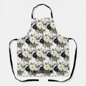 中型黒ガーリー白フローラエプロン エプロン (正面)