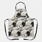 中型黒ガーリー白フローラエプロン エプロン (正面)