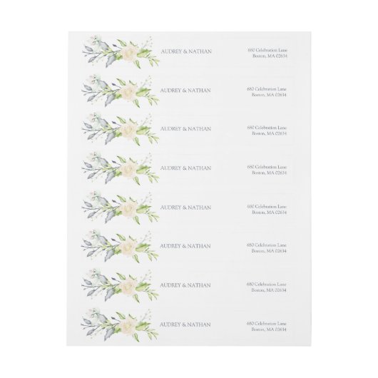 中夏エレガント水彩フローラ差出人住所 ラップアラウンドラベル (シート)