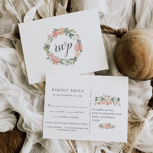 中夏フローラRSVPポストカード(食事の選択あり) インビテーションポストカード