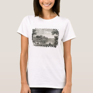 中央から湖の景色ガーデの散歩道 Tシャツ
